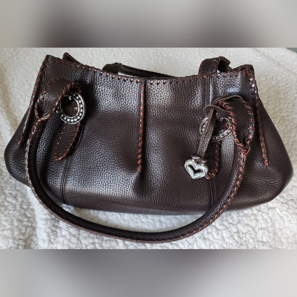 Brighton brown pebbled leather whipstitch shoulder bag